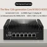 Thiết bị tường lửa 6 LAN, Router 2.5G, Mini PC không quạt Intel i3-N305/N100 thế hệ 12, DDR5, 2 NVMe, 2 SATA3.0, Máy chủ ESXi Proxmox 1