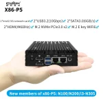 Mini PC không quạt X86 P5 Firewall Router, Intel N305 thế hệ 12, DDR5 4800MHz, 2 cổng LAN i226-V 2.5G, HDMI 2.1, Proxmox Server 1