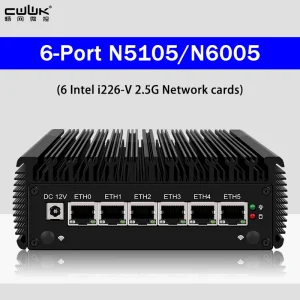 Router mềm N5105/N6005 với 6 cổng mạng i226 – Hỗ trợ DDR4, Dual Thẻ Nhớ, M.2 NVMe SSD, 4 cổng USB, và cổng nối tiếp RS232 1