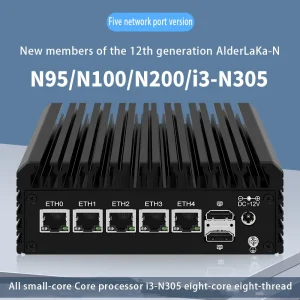 Router mềm Intel thế hệ 12 N100/N200/i3-N305 – Mini host 5 cổng mạng 2.5G, hỗ trợ dual M.2, dual SATA, và nhiều cổng mạng 1